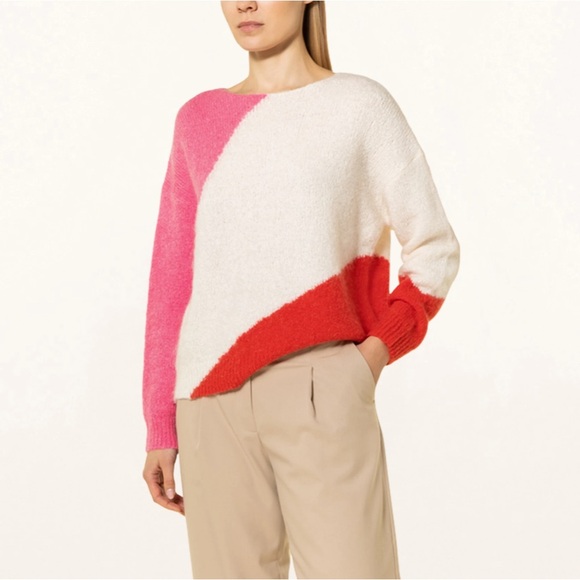 SOMEDAY Oversized COLOR BLOCK sweater TAPIRA with mohair - white pink red - Picture 2 of 10